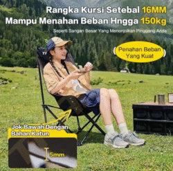Kursi Lipat Outdoor Sandaran Tinggi Dengan Kepala Busa Tebal Kursi Lipat Camping Beban 150kg