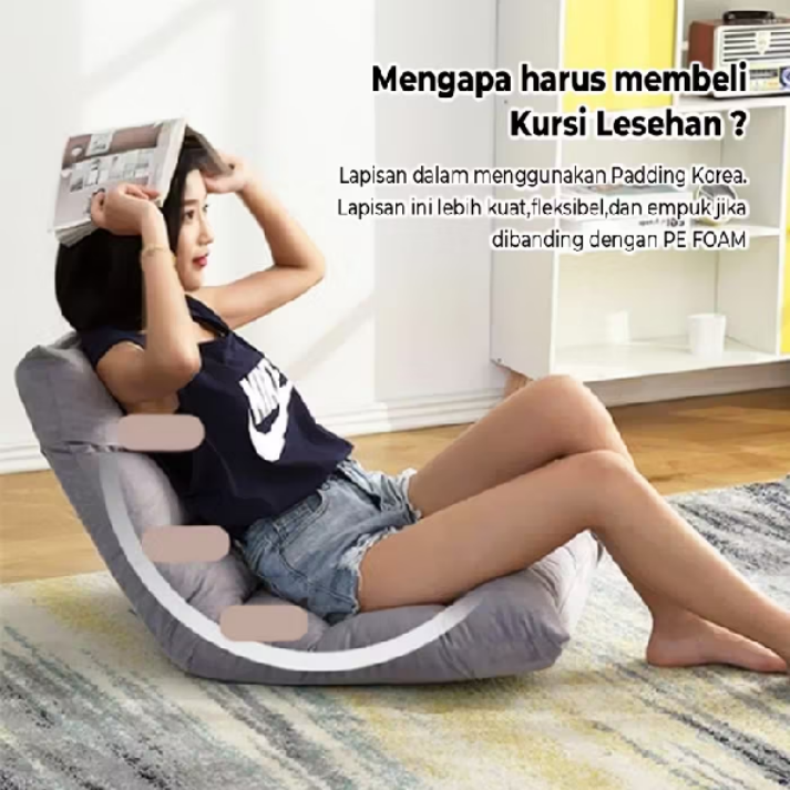 Kursi Lesehan Lipat dengan Sandaran & Bantal Jumbo | Sofa Lantai Empuk Multifungsi untuk Gaming Belajar & Santai