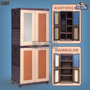 Lemari Pakaian Plastik Jumbo Lemari 4 Susun Cortez Gantungan Dan Hambalan Kaca Full Kunci