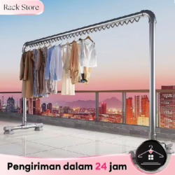 Tabung Baja Jemuran Baju 200cm Jemuran Baju Stainless Steel Gawang Baju Stainless/Windproof Hook