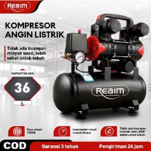 Reaim Kompresor Angin 36L Oilless Listrik 1100W Alat Tekanan Udara Mesin Pompa Angin Ban Mobi Garansi Resmi