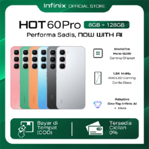 Infinix Hot 60 Pro 8/128GB – Up to 16GB Extended RAM – Helio G200 – 6.78 inch 144Hz AMOLED – 50MP – 5160 mAh – NFC
