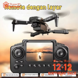 Smart Drone 4K HD Dual Camera with Screen Remote Control / Tanpa HP / Real-time View / Optical Flow Hover / Bisa COD