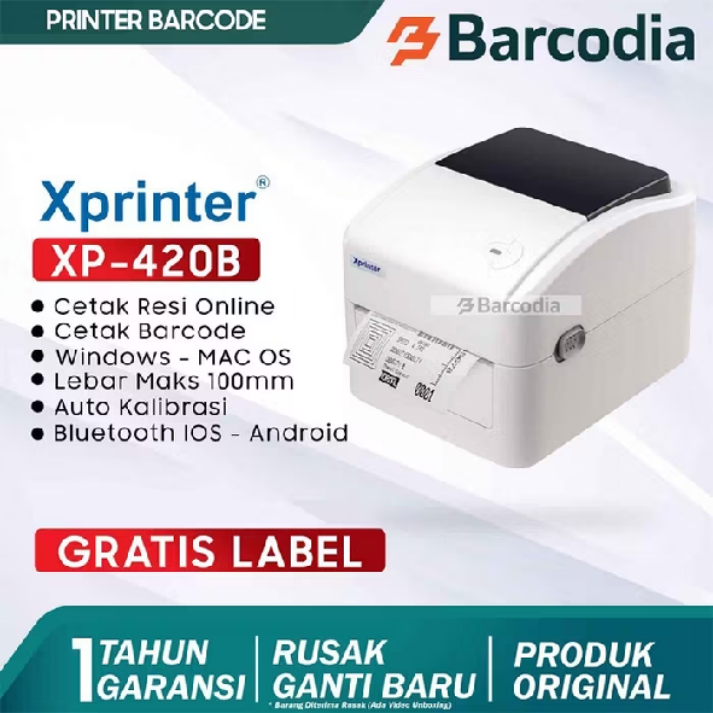 Barcodia Printer Barcode Label Thermal 4″ Bluetooth Usb Wifi Xprinter 420B Hitam Putih