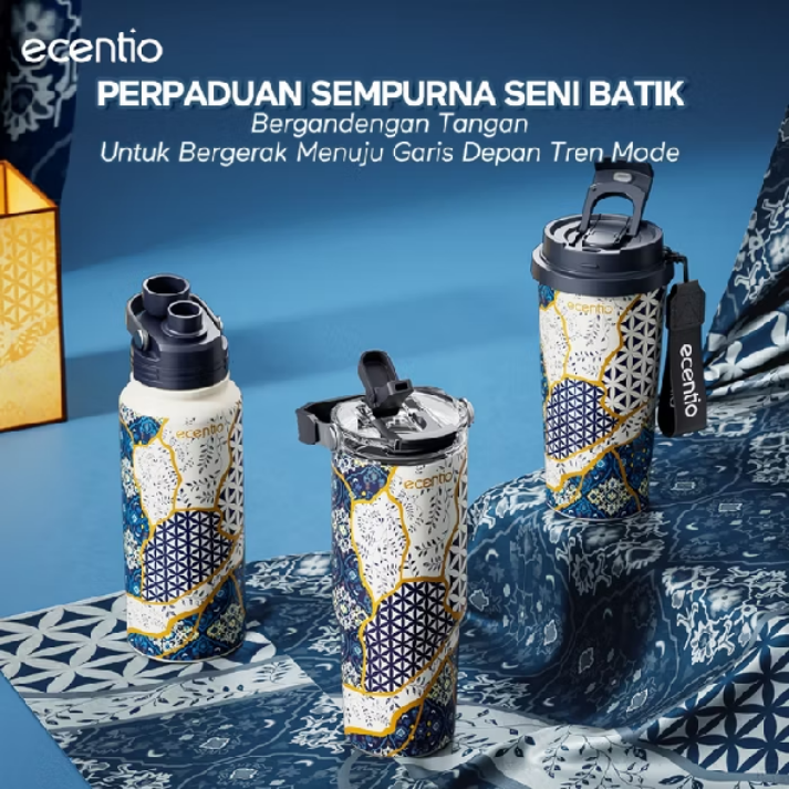 [Batik Series] tumbler Botol Minum Aesthetic Portable 900ML/ 800ML/ 580ML Thermos Botol minum besar tas tumbler tahan panas dingin 24 jam Thermos Botol minum besar