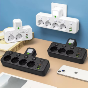 Stop kontak Multi Outlets Expander with Tipe C , USB Charger EU Plug Power Strip for Home, Office