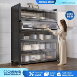 rak piring aluminium tertutup lemari dapur serbaguna multifungsi rak dapur minimalis aesthetic
